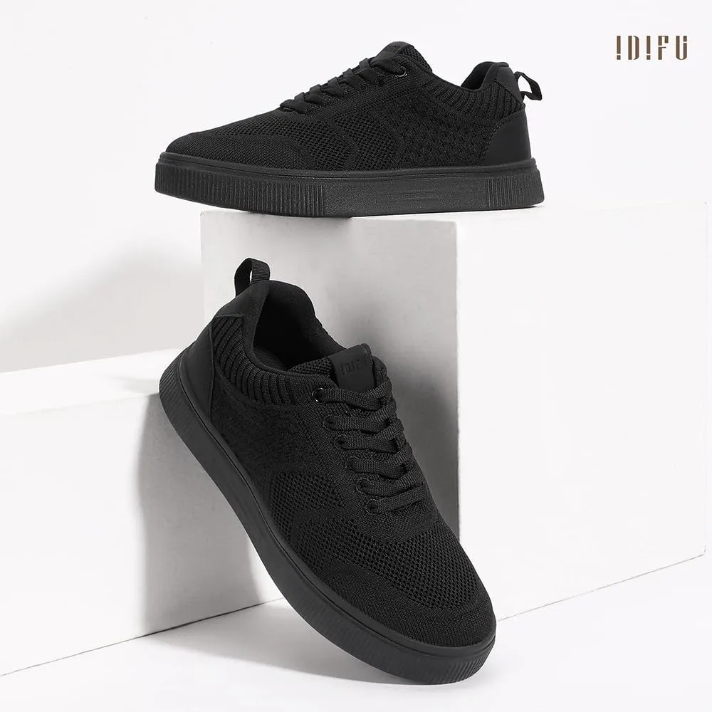 IDIFU Women's Fashion Sneakers Knit Lace Up Mesh Sneakers Ladies Casual Comfortable Dressy Trendy Tennis Shoes Spring Business Walking Work Office Travel Low Top Slide Slip On Flat Sneakers Shoes
