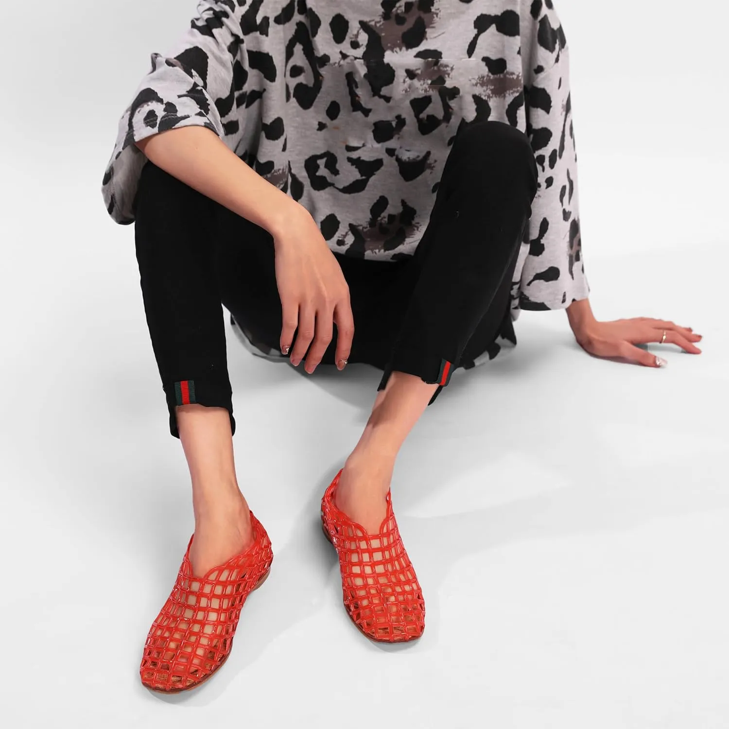 Jelly Mesh Ballet Flats - Comfortable Clear Jelly Shoes, Adult Women's Closed Toe Flats Sandals