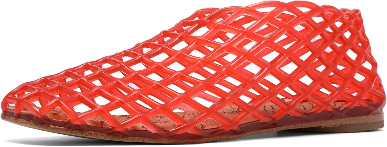 Jelly Mesh Ballet Flats - Comfortable Clear Jelly Shoes, Adult Women's Closed Toe Flats Sandals
