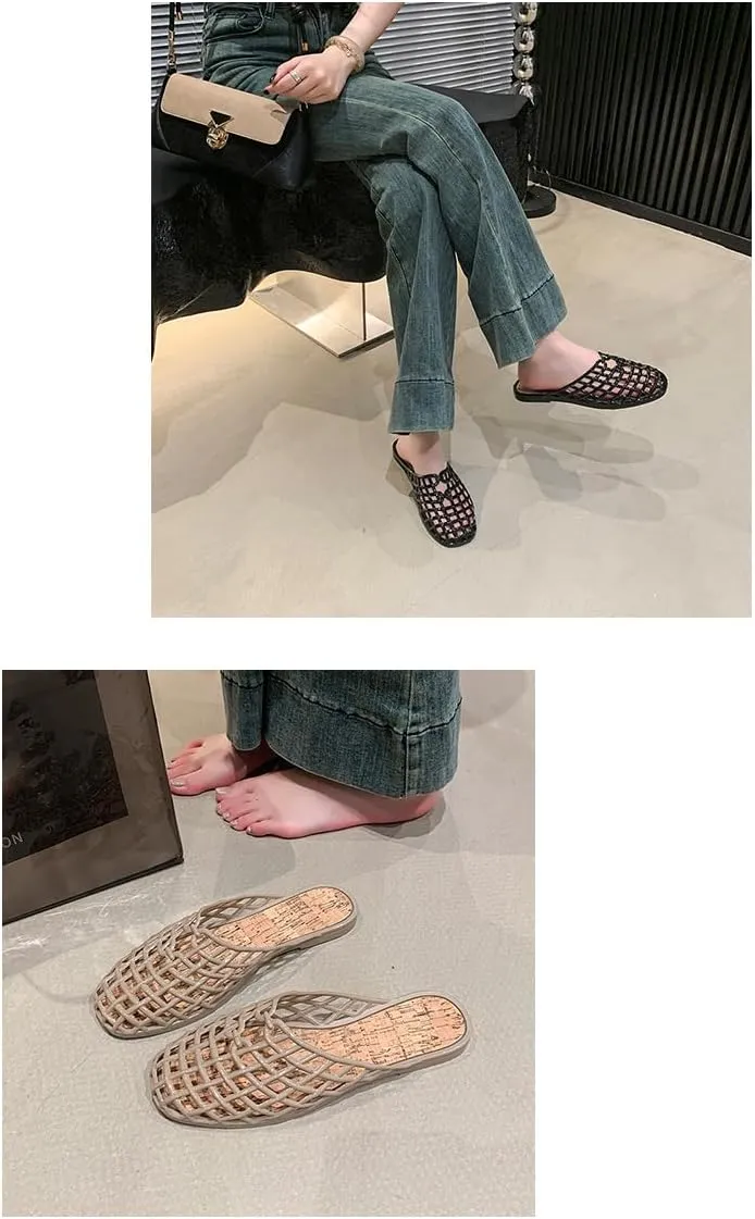 Jelly Mesh Ballet Flats for Women Clear Jelly Sandals Slip On Mule Breathable - Trendy No Slip Cute Causal Comfortable Walking Lightweight Running Beach Travel Cruise Vacation Standing All Day Summer