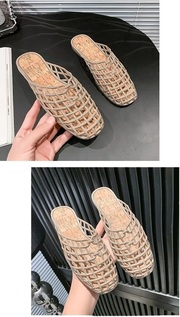 Jelly Mesh Ballet Flats for Women Clear Jelly Sandals Slip On Mule Breathable - Trendy No Slip Cute Causal Comfortable Walking Lightweight Running Beach Travel Cruise Vacation Standing All Day Summer