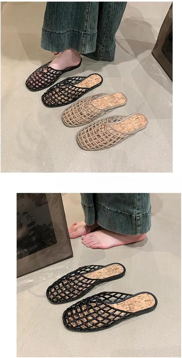 Jelly Mesh Ballet Flats for Women Clear Jelly Sandals Slip On Mule Breathable - Trendy No Slip Cute Causal Comfortable Walking Lightweight Running Beach Travel Cruise Vacation Standing All Day Summer