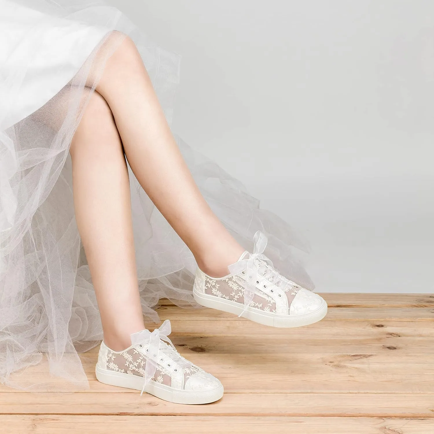 JIAJIA 8835 Wedding Shoes Bridal Sneakers Flats Bride Tennis Shoes Lace Sneakers - Personalized Customization Available