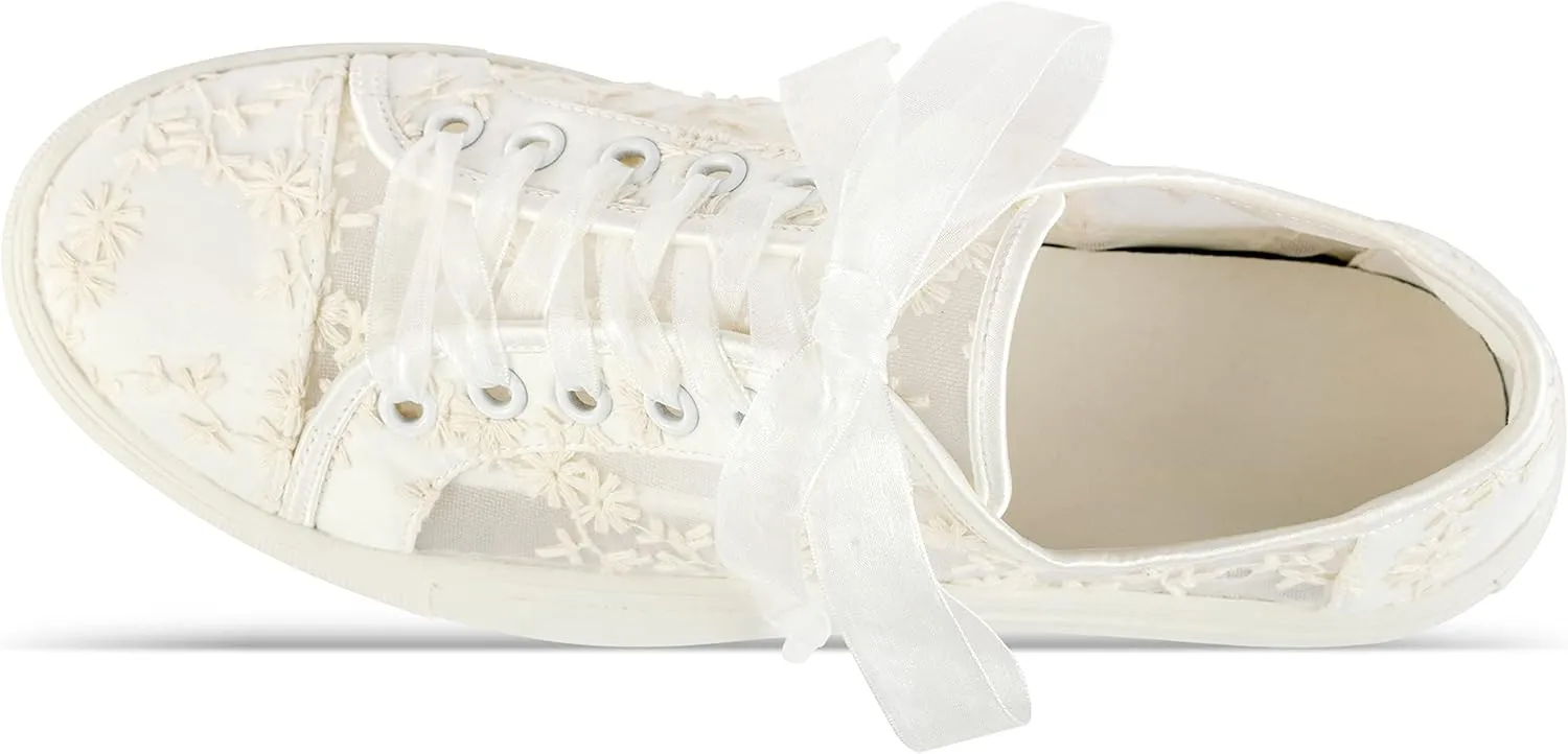 JIAJIA 8835 Wedding Shoes Bridal Sneakers Flats Bride Tennis Shoes Lace Sneakers - Personalized Customization Available