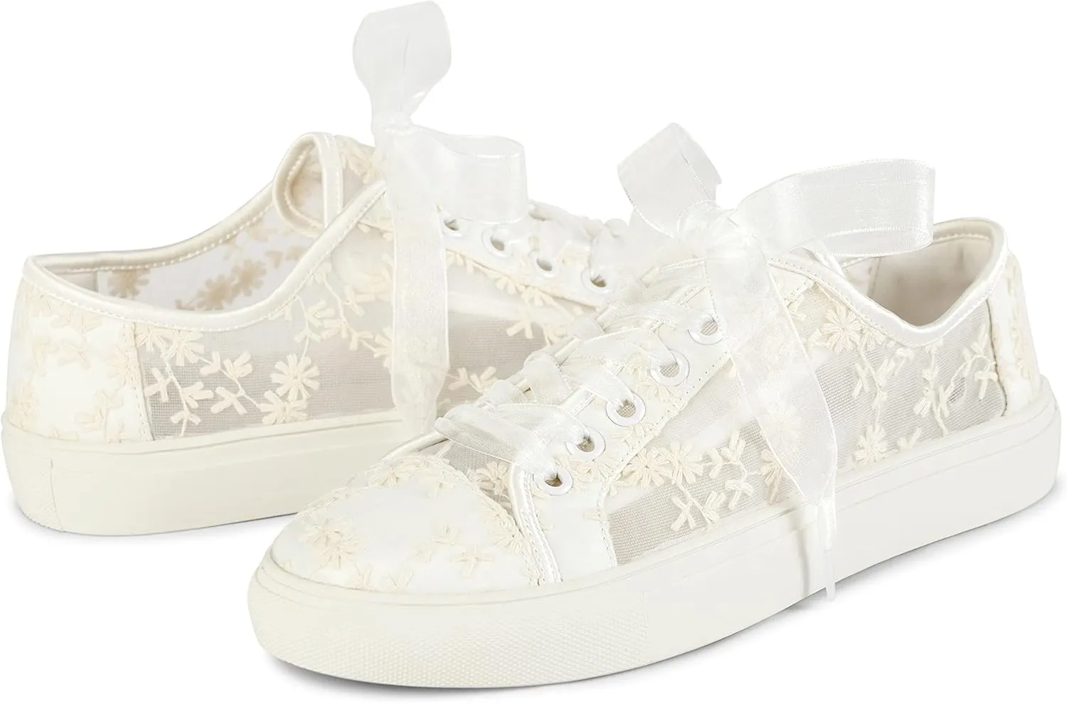 JIAJIA 8835 Wedding Shoes Bridal Sneakers Flats Bride Tennis Shoes Lace Sneakers - Personalized Customization Available