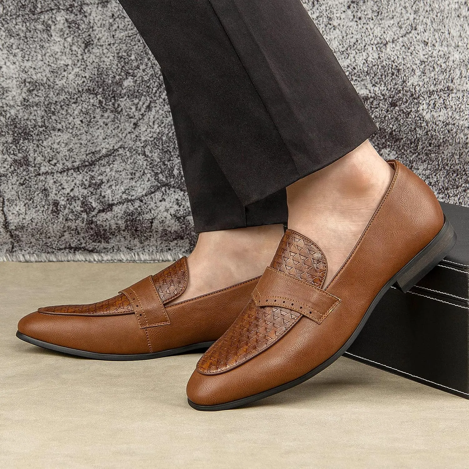 JITAI Mens Loafers Shoes Slip On Driving Shoes Casual Dress Loafer Business Fashion Shoes