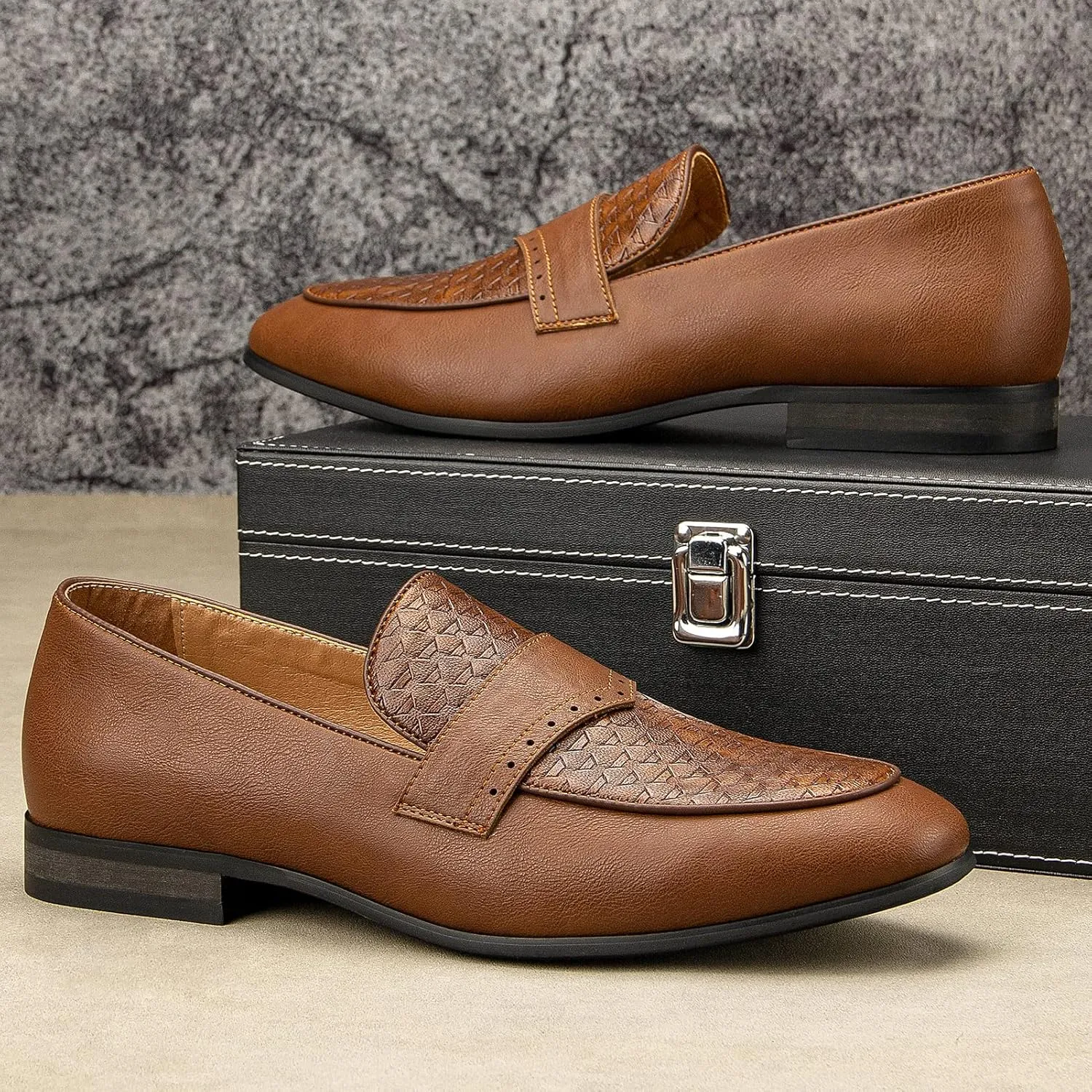 JITAI Mens Loafers Shoes Slip On Driving Shoes Casual Dress Loafer Business Fashion Shoes