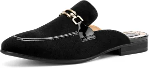 JITAI Mens Mules Velvet Slippers Slip-On Loafers for Men Casual Open Backless Sandals