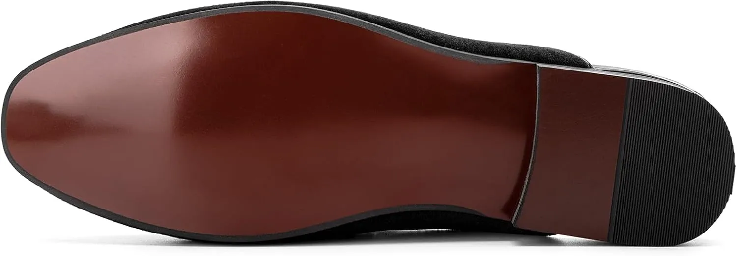 JITAI Mens Mules Velvet Slippers Slip-On Loafers for Men Casual Open Backless Sandals
