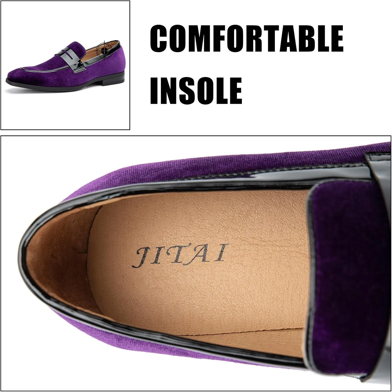 JITAI Mens Velvet Loafers Dress Shoes Loafers for Men Tuxedo Suit Shoes