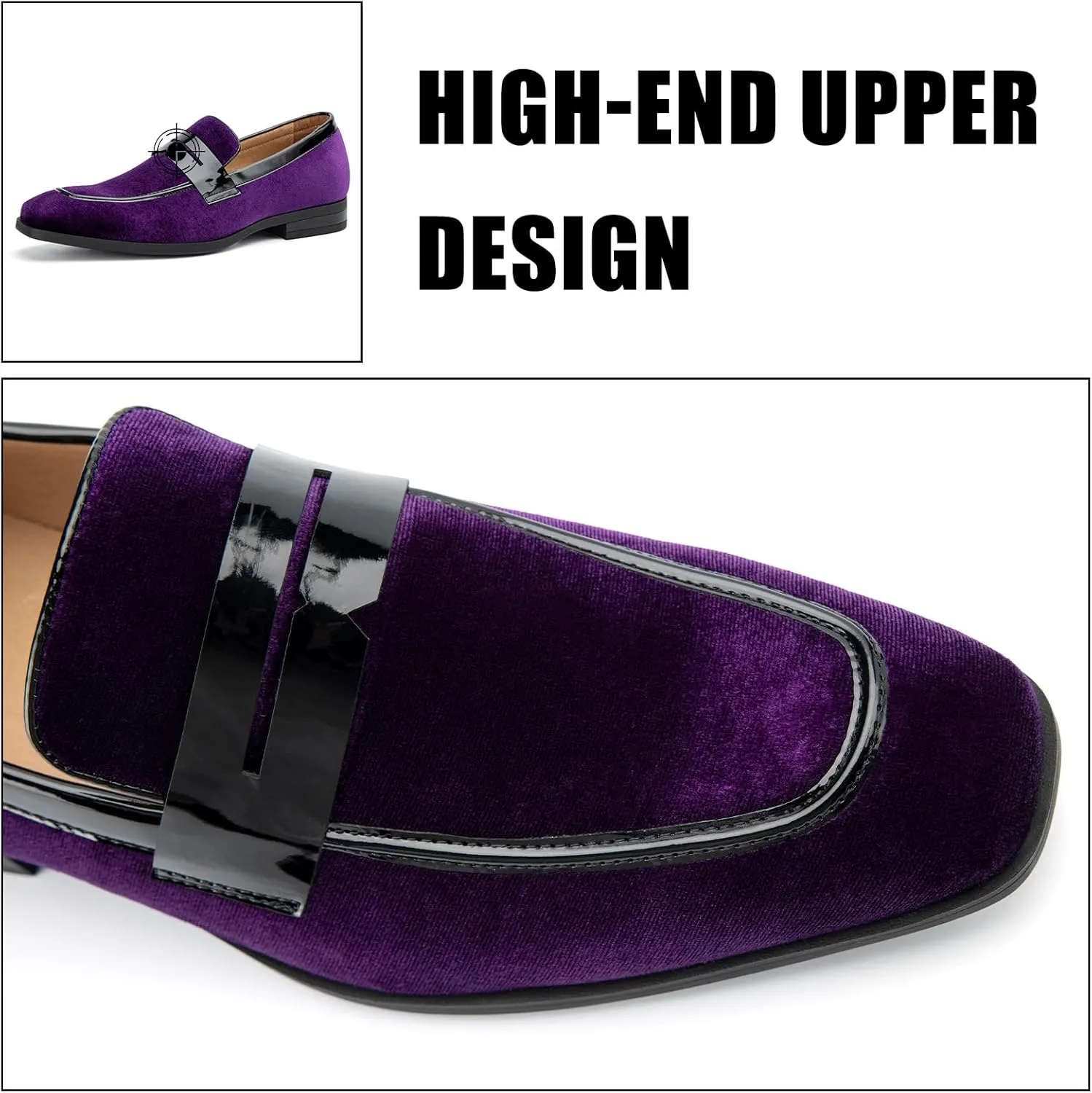 JITAI Mens Velvet Loafers Dress Shoes Loafers for Men Tuxedo Suit Shoes