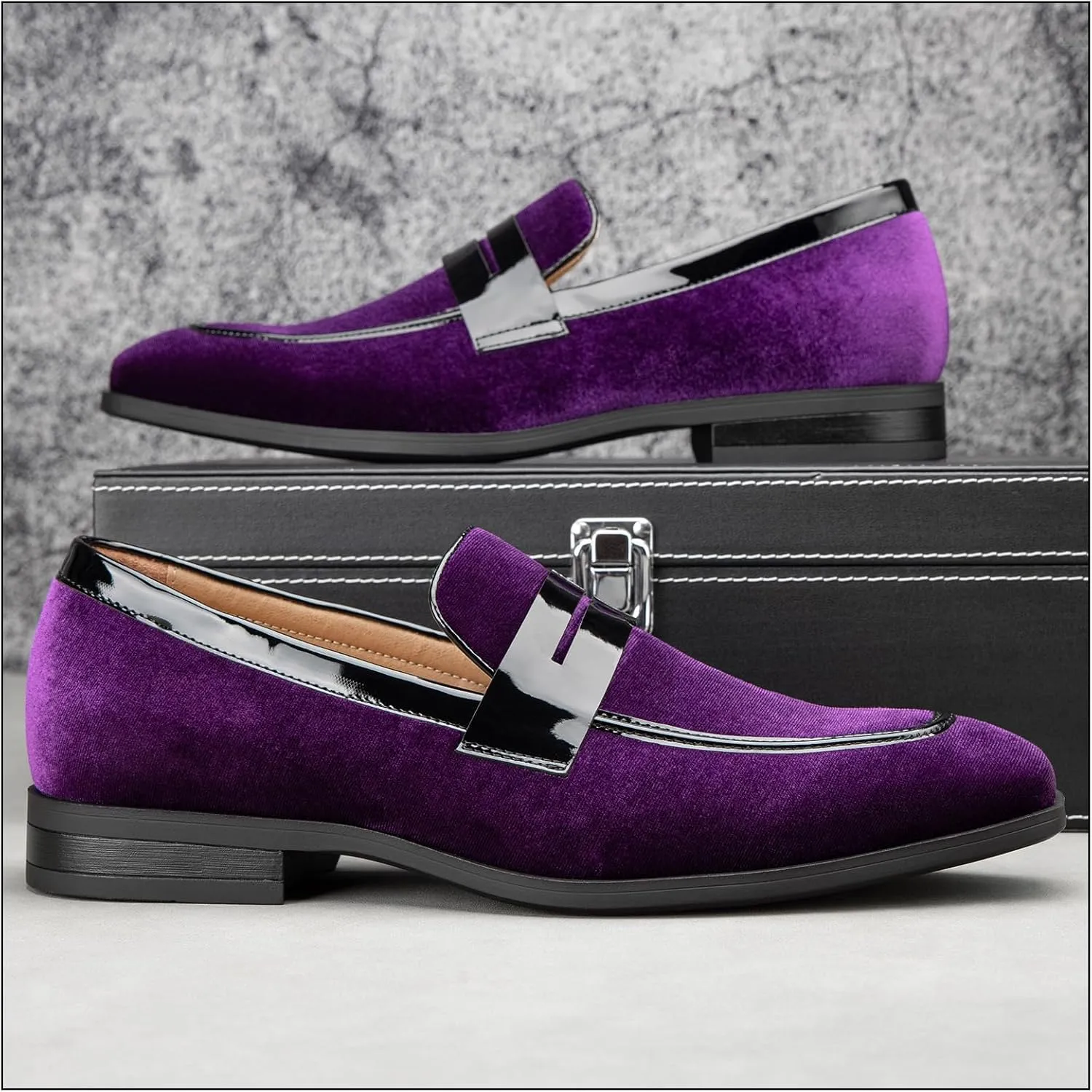 JITAI Mens Velvet Loafers Dress Shoes Loafers for Men Tuxedo Suit Shoes