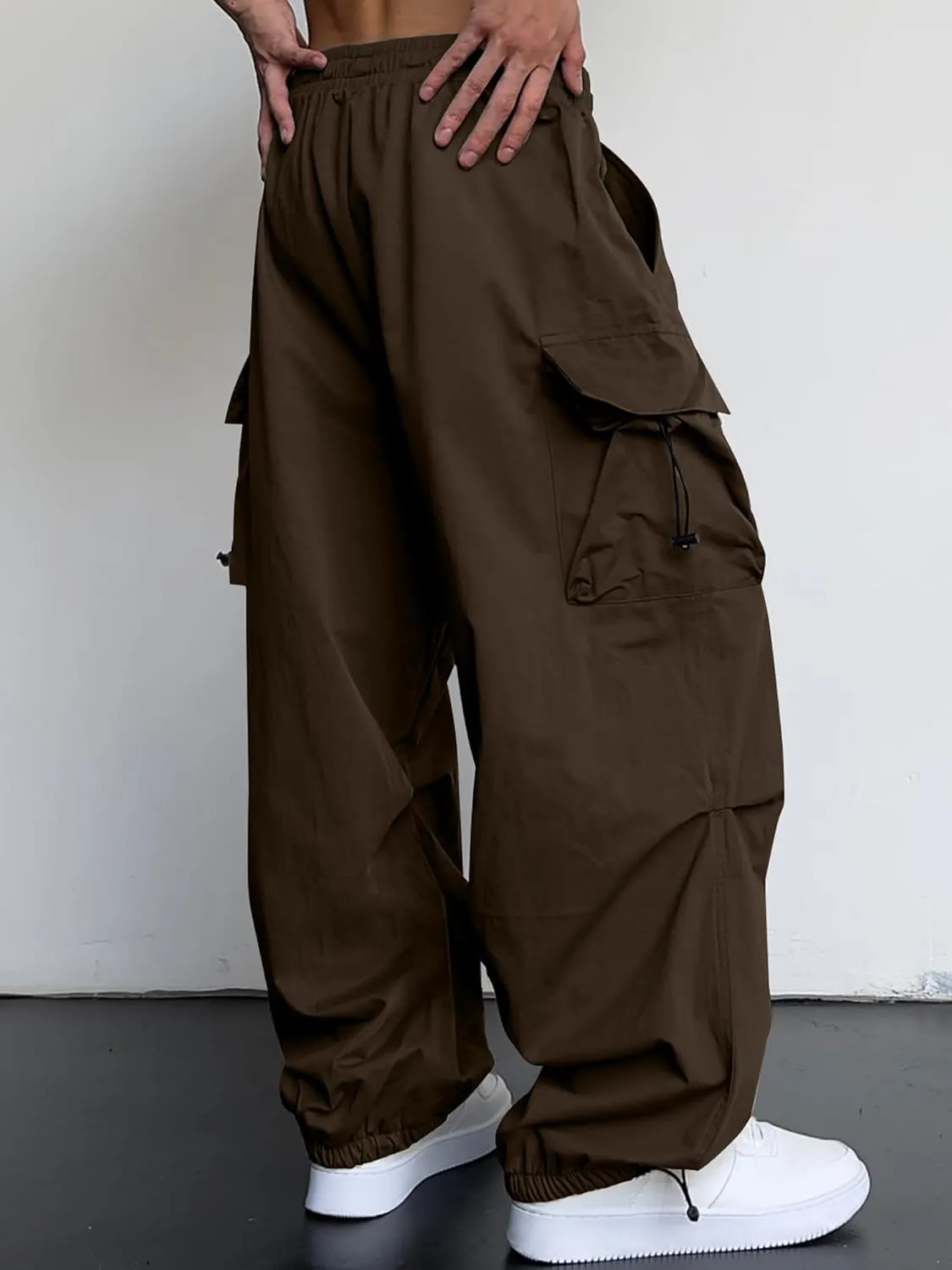 JMIERR Men's Baggy Cargo Pants Trendy Casual Parachute Pant Loose Fit Harem Joggers with Pockets for Streetwear