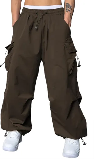 JMIERR Men's Baggy Cargo Pants Trendy Casual Parachute Pant Loose Fit Harem Joggers with Pockets for Streetwear