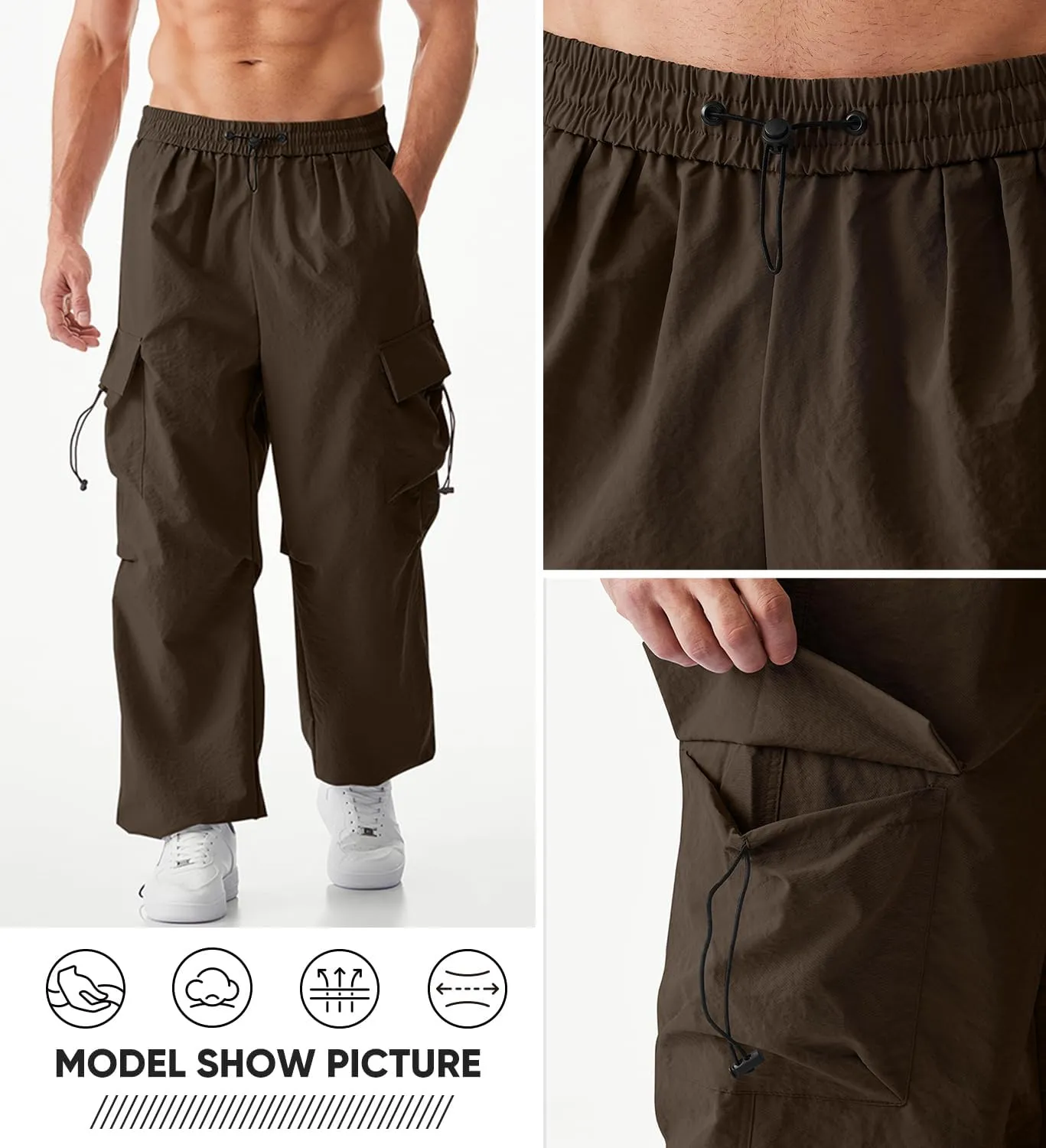 JMIERR Men's Baggy Cargo Pants Trendy Casual Parachute Pant Loose Fit Harem Joggers with Pockets for Streetwear