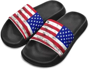 Kids Open Toe Slide Sandals for Boys Girls Comfortable Indoor & Outdoor Shower Slippers Patriotic Shoes for Kids