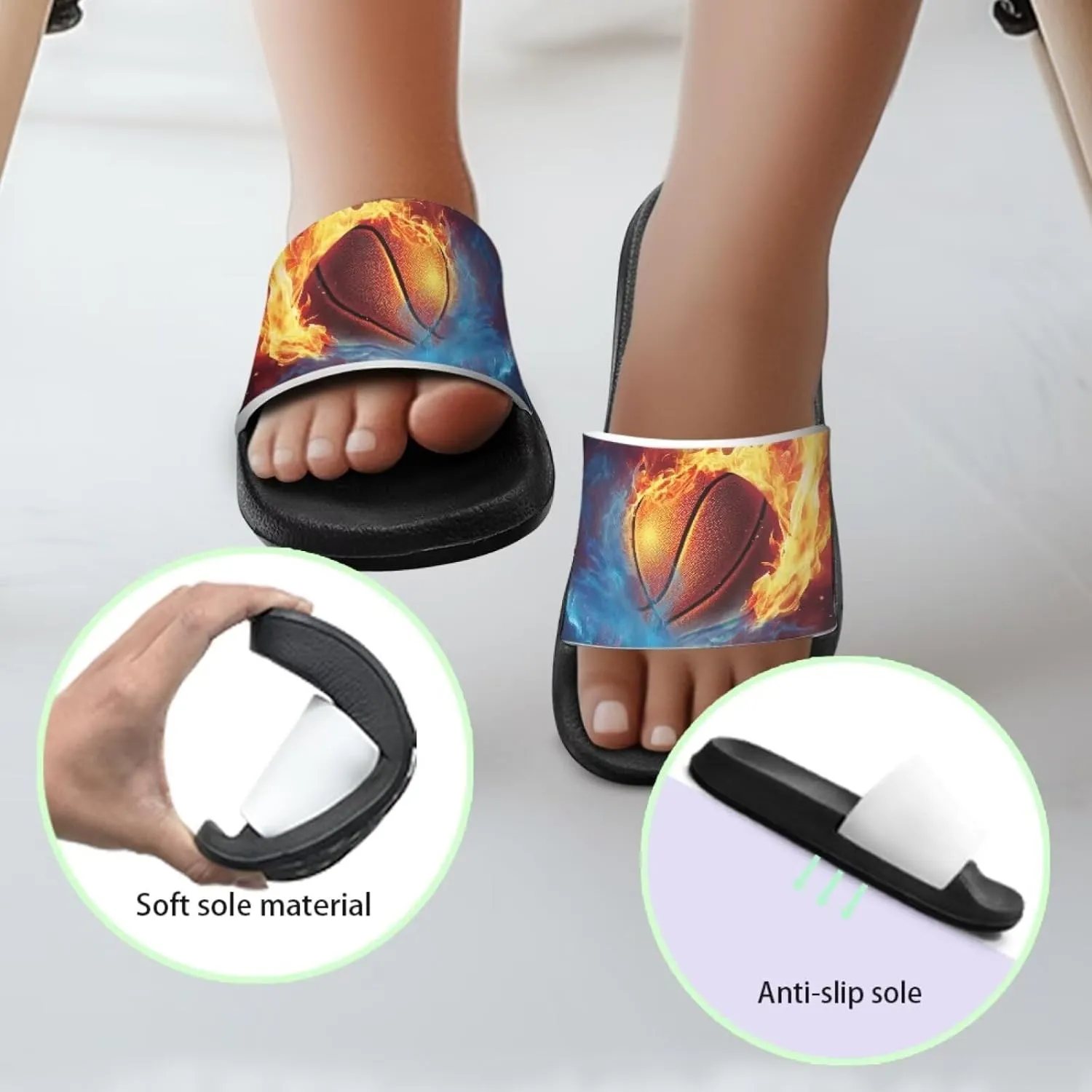 Kids Slides for Girls Shoes Summer Open Toe Slides Sandals Boys Beach Slide Kids Shower Shoes Non-Slip