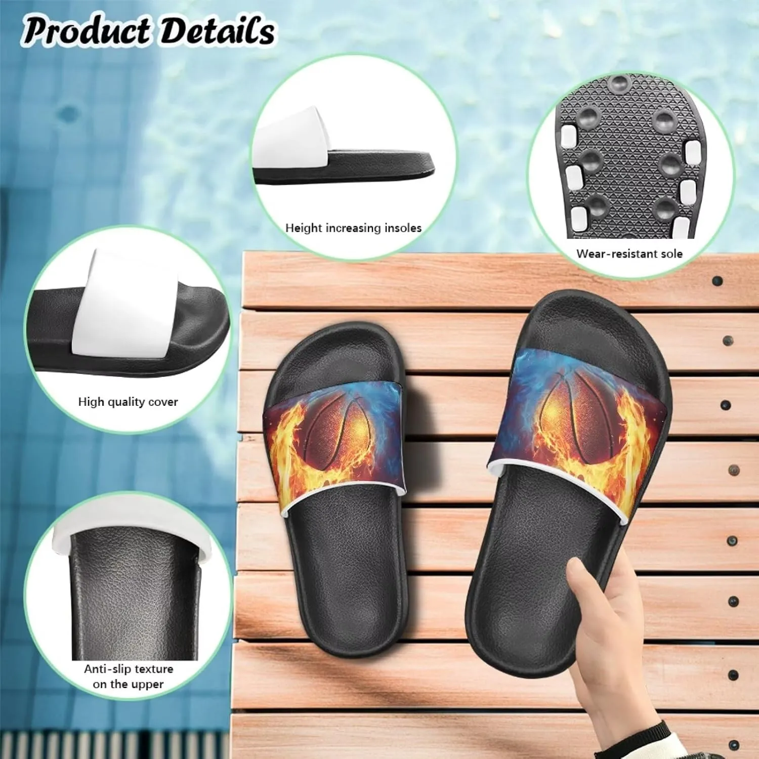 Kids Slides for Girls Shoes Summer Open Toe Slides Sandals Boys Beach Slide Kids Shower Shoes Non-Slip