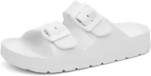Kids Slides Sandals for Boys Girls Toddler Double Buckle Adjustable Flat Sandals Beach Pool Shower Shoes