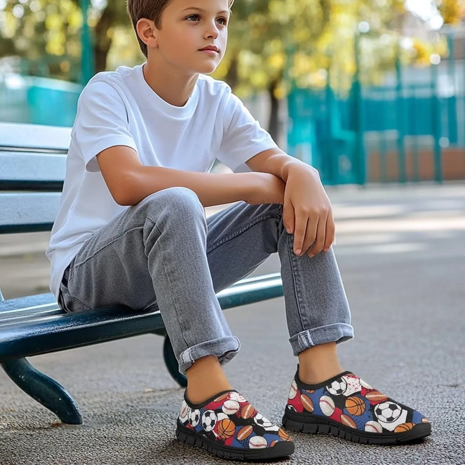 Kids Slip On Shoes Casual Shoes Sport Themed Tennis Shoes for Girls