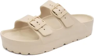 L LOUBIT Women's Platform Sandals with Arch Support Pillow Soft Adjustable Buckle Slides Lightweight Non-Slip Summer Beach Shoes
