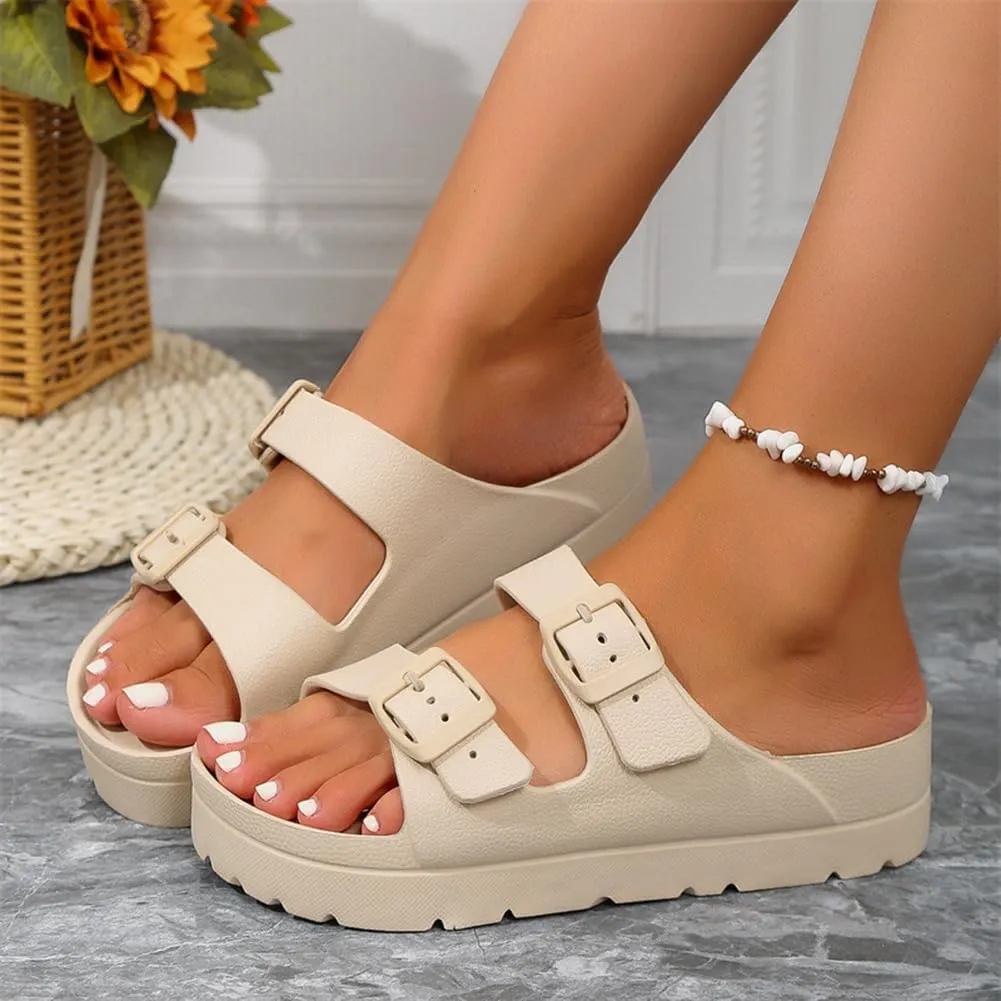 L LOUBIT Women's Platform Sandals with Arch Support Pillow Soft Adjustable Buckle Slides Lightweight Non-Slip Summer Beach Shoes