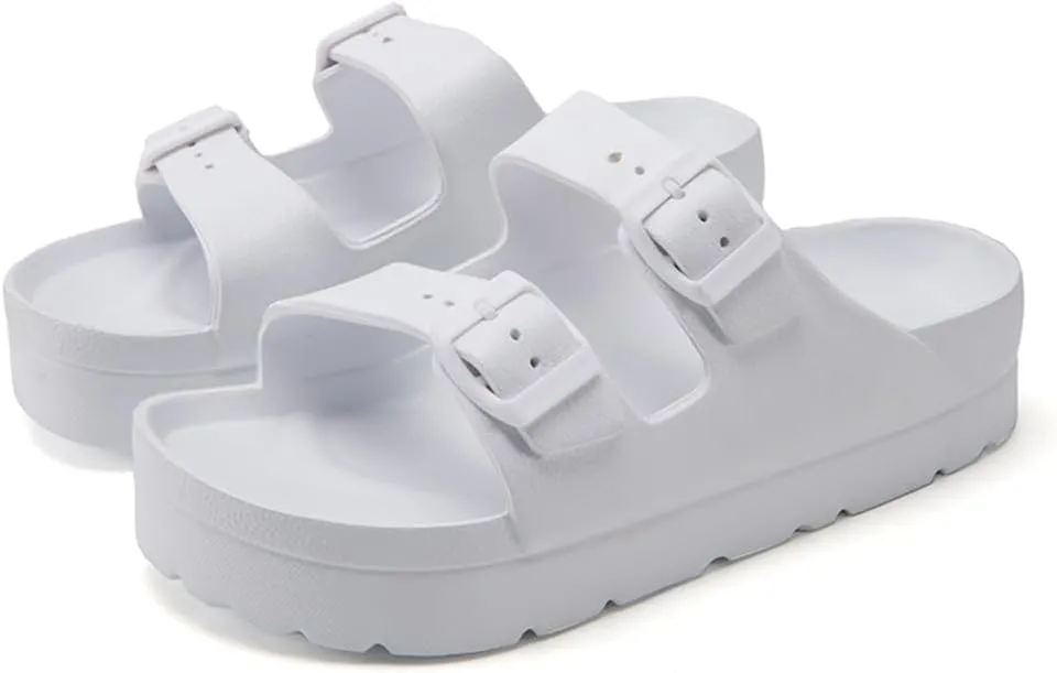 L LOUBIT Women's Platform Sandals with Arch Support Pillow Soft Adjustable Buckle Slides Lightweight Non-Slip Summer Beach Shoes