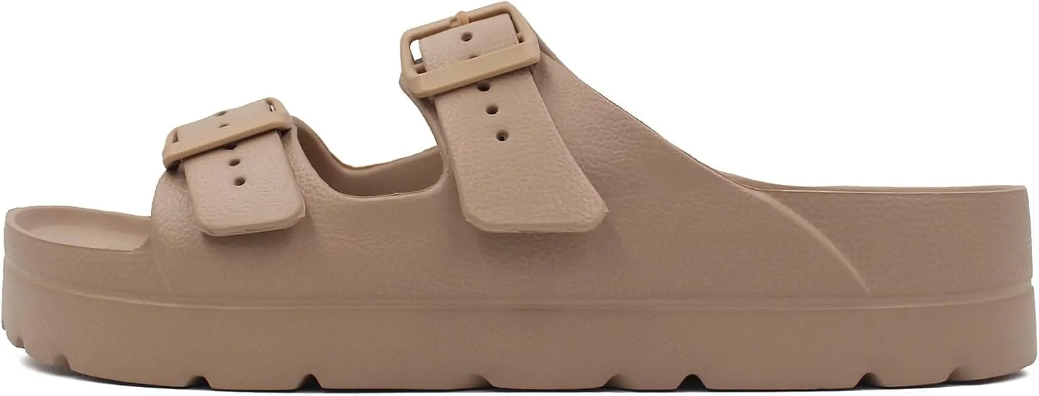 L LOUBIT Women's Platform Sandals with Arch Support Pillow Soft Adjustable Buckle Slides Lightweight Non-Slip Summer Beach Shoes