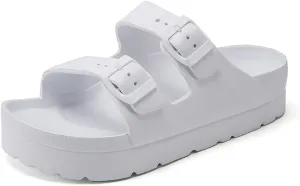 L LOUBIT Women's Platform Sandals with Arch Support Pillow Soft Adjustable Buckle Slides Lightweight Non-Slip Summer Beach Shoes