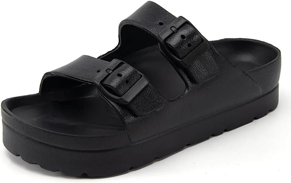 L LOUBIT Women's Platform Sandals with Arch Support Pillow Soft Adjustable Buckle Slides Lightweight Non-Slip Summer Beach Shoes