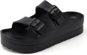 L LOUBIT Women's Platform Sandals with Arch Support Pillow Soft Adjustable Buckle Slides Lightweight Non-Slip Summer Beach Shoes