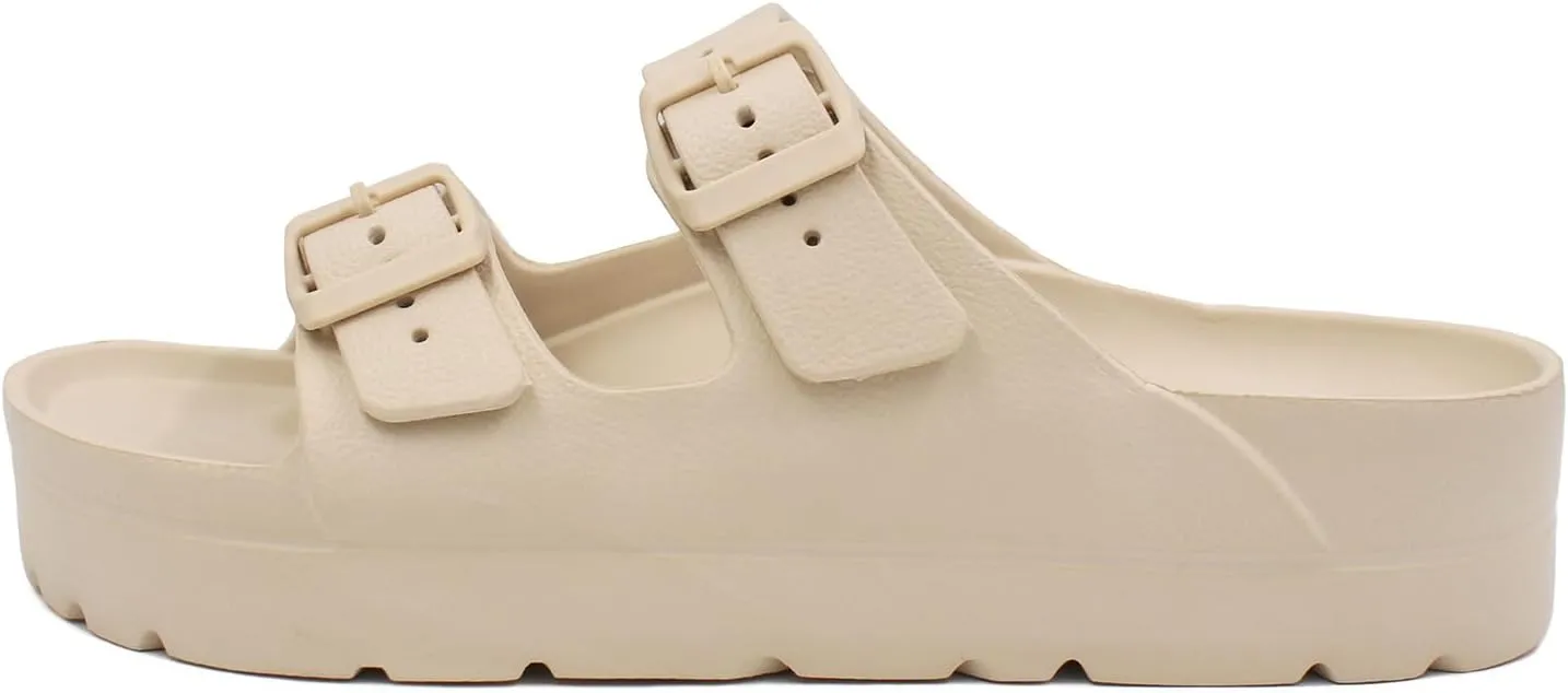 L LOUBIT Women's Platform Sandals with Arch Support Pillow Soft Adjustable Buckle Slides Lightweight Non-Slip Summer Beach Shoes