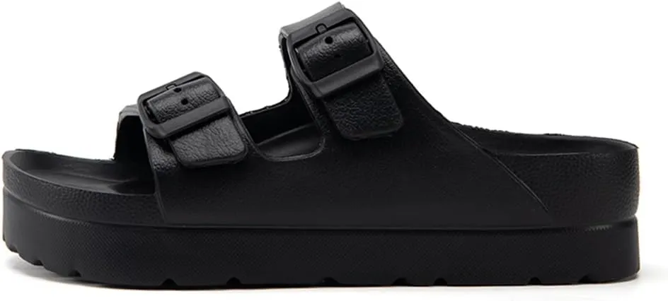 L LOUBIT Women's Platform Sandals with Arch Support Pillow Soft Adjustable Buckle Slides Lightweight Non-Slip Summer Beach Shoes