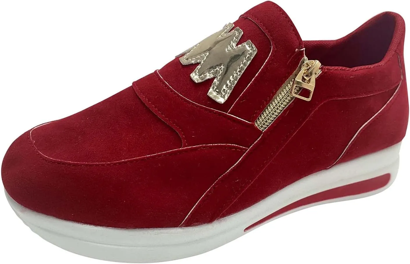 Ladies Fashion Solid Color Flock Side Zipper Platform Comfortable Casual Sports Shoes Womens Club C Sneaker