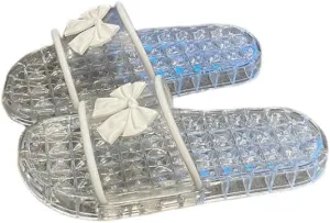 Ladies Summer Flat Shoes Slippers New Beach Sandals Transparent Crystal Anti-Slippery