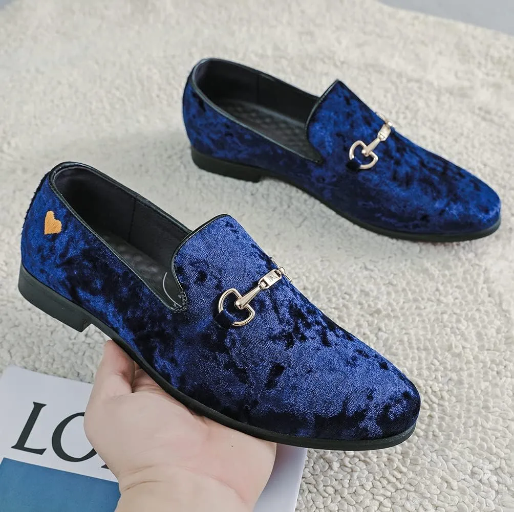 LCQL Men's Luxury Velvet Penny Loafer Shoes Noble Slip-on Suede Loafers Smoking Slippers Plus Size 7-13