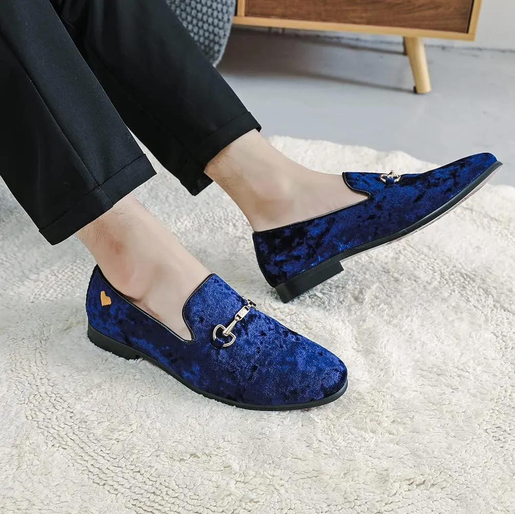 LCQL Men's Luxury Velvet Penny Loafer Shoes Noble Slip-on Suede Loafers Smoking Slippers Plus Size 7-13