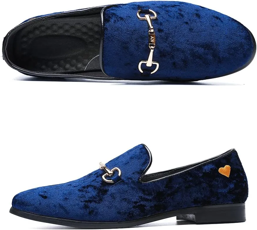 LCQL Men's Luxury Velvet Penny Loafer Shoes Noble Slip-on Suede Loafers Smoking Slippers Plus Size 7-13