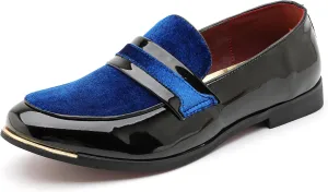 LCQL Men's Luxury Velvet Penny Loafers Patent Leather Oxford Classic Business Party Prom Club Dress Shoes Size 7-13