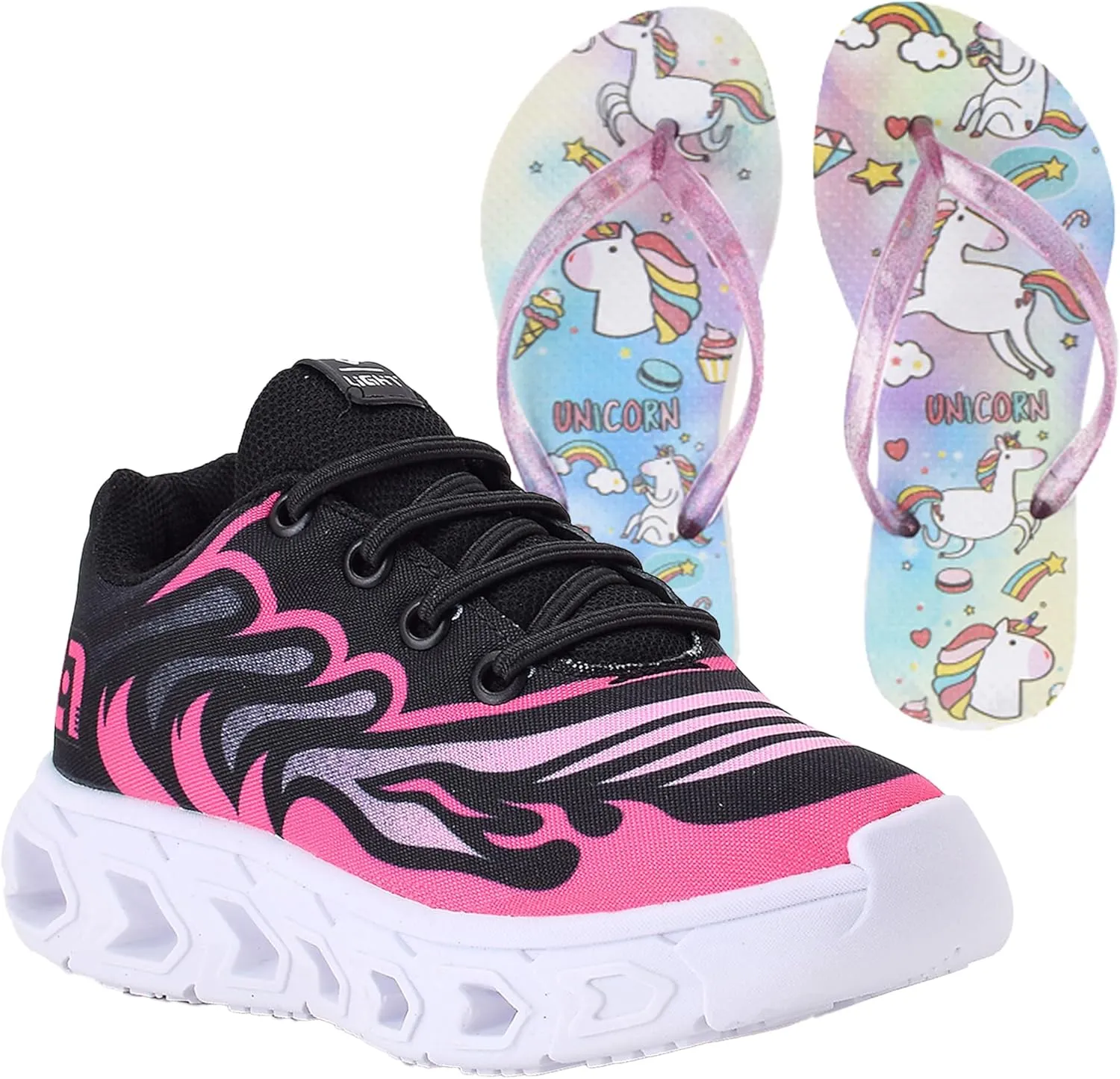 Light – LED Toddler Shoes for Girls Kit with Slippers – Easy-On Light Up Sneakers for Kids and Toddlers