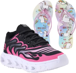 Light – LED Toddler Shoes for Girls Kit with Slippers – Easy-On Light Up Sneakers for Kids and Toddlers