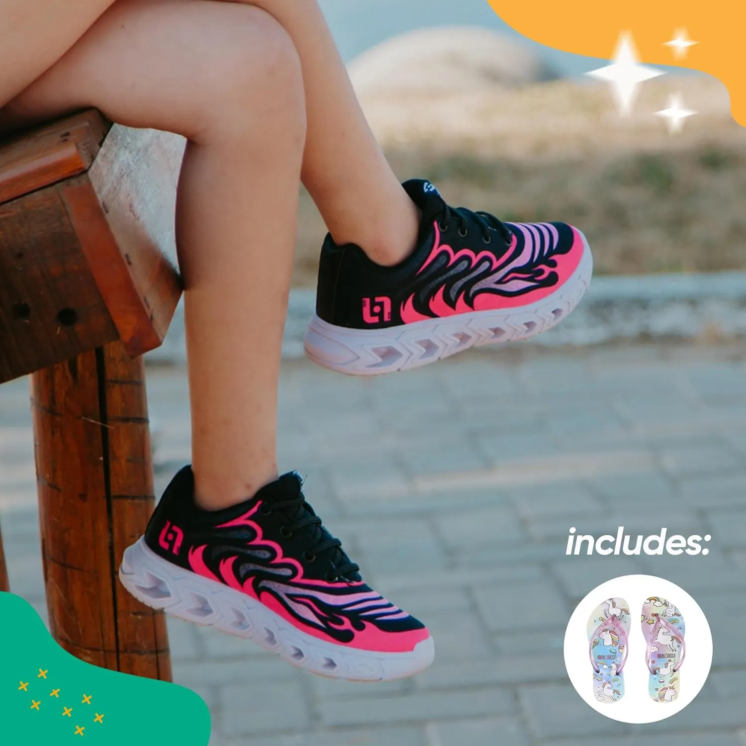 Light – LED Toddler Shoes for Girls Kit with Slippers – Easy-On Light Up Sneakers for Kids and Toddlers