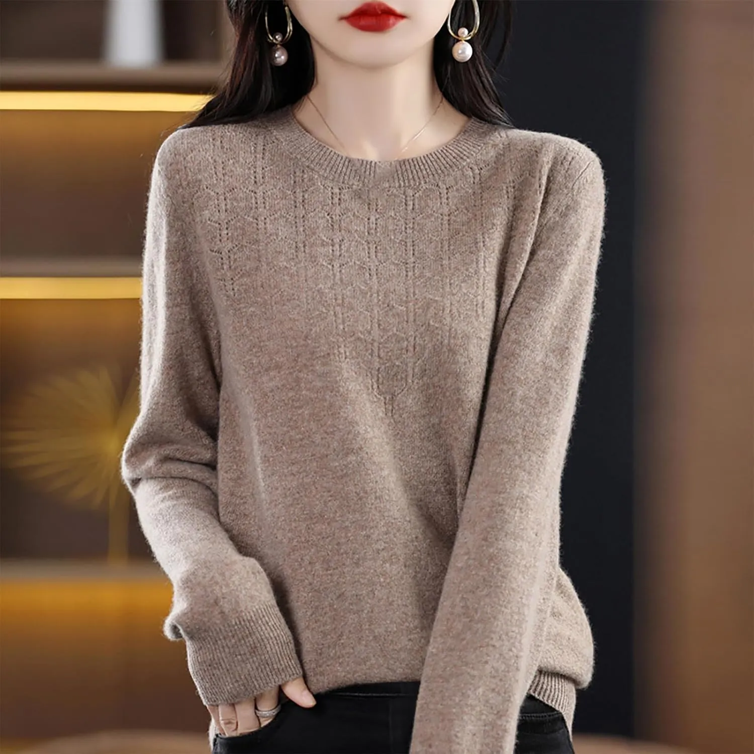 Lightweight Sweaters for Women Fall Fashion 2024 Long Sleeve Crewneck Tunic Sweater Tops Loose Soft Knit Pullovers