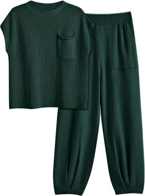 LILLUSORY 2 Piece Knit Sets For Women Trendy Sweatsuit Sets