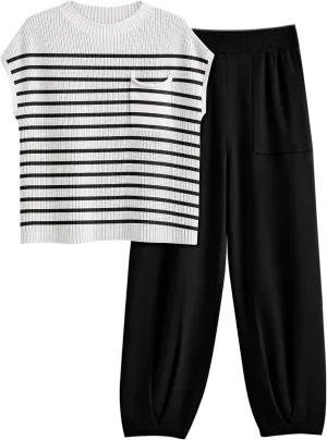 LILLUSORY 2 Piece Knit Sets For Women Trendy Sweatsuit Sets