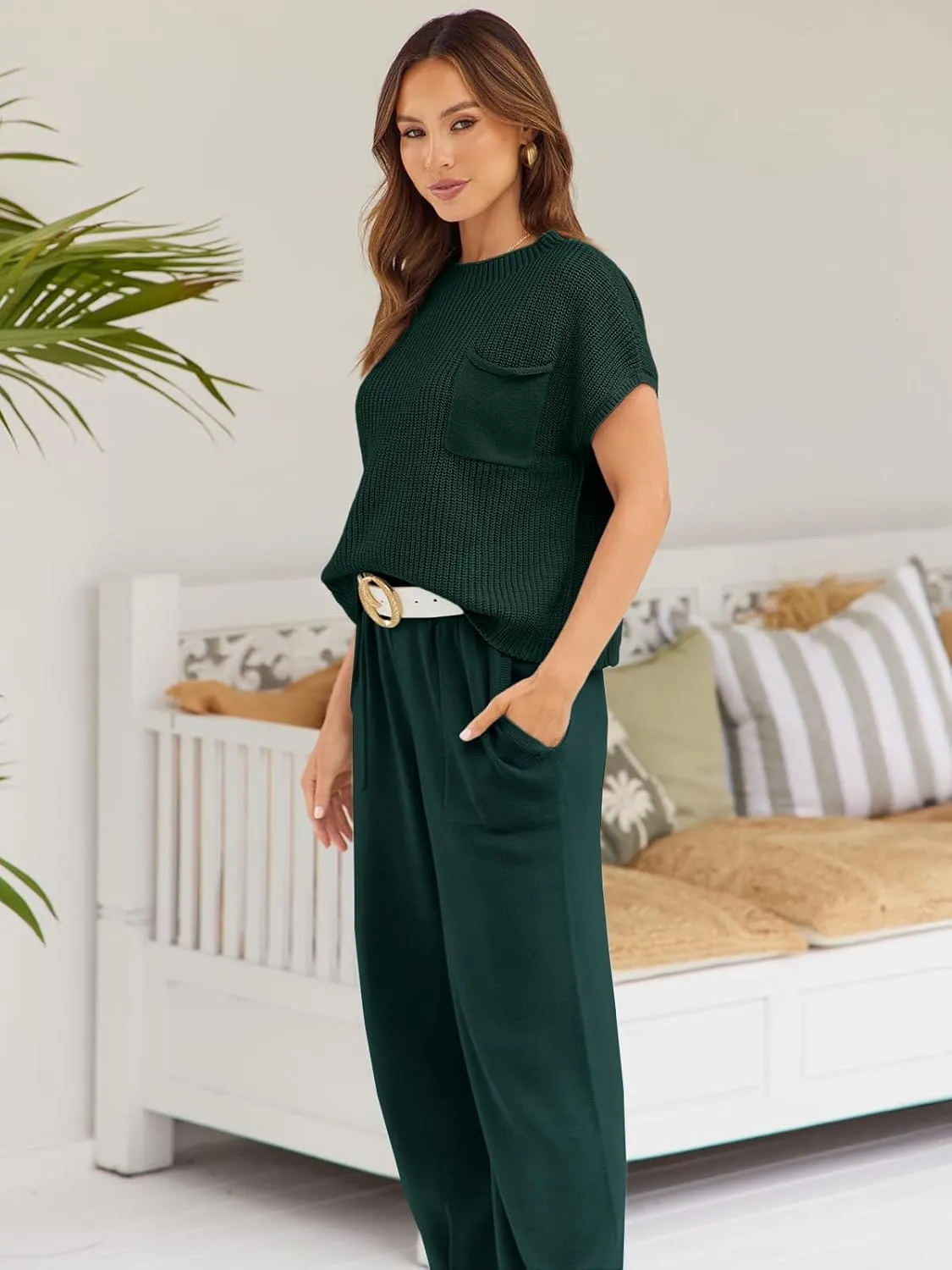 LILLUSORY 2 Piece Knit Sets For Women Trendy Sweatsuit Sets