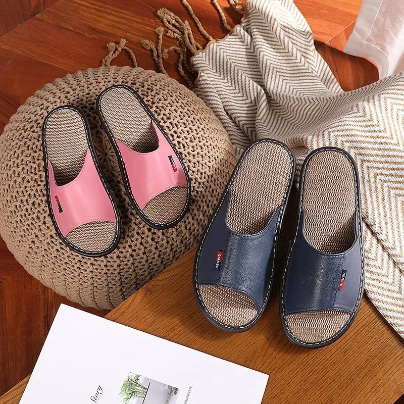 Linen Slippers Home Couple Indoor Slippers Wooden Floor Cotton Sandals