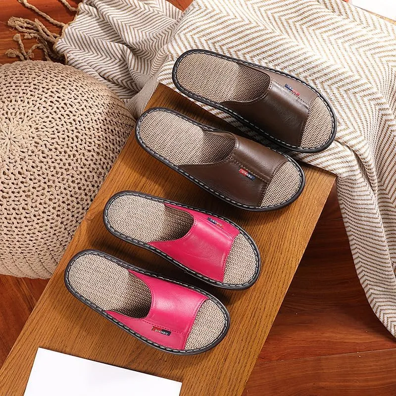 Linen Slippers Home Couple Indoor Slippers Wooden Floor Cotton Sandals