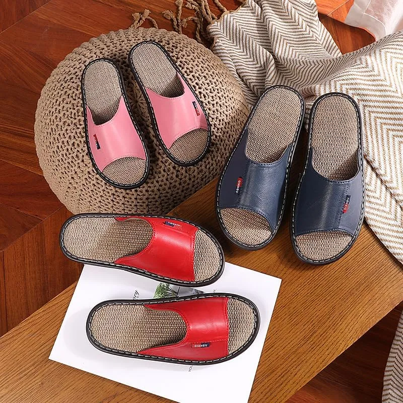 Linen Slippers Home Couple Indoor Slippers Wooden Floor Cotton Sandals