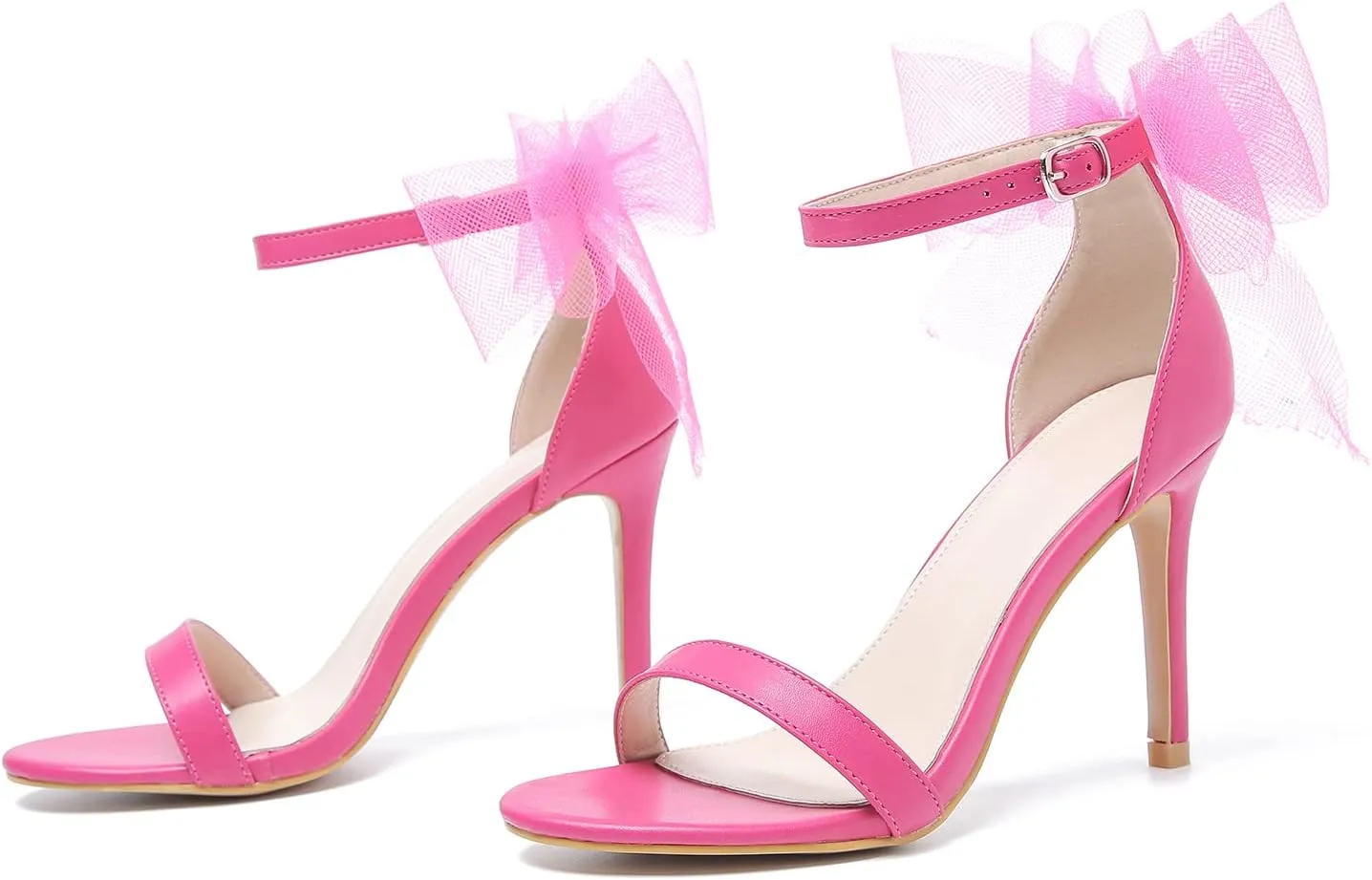 LIURUIJIA Women's Open Toe Stiletto Heels with Bow One Strap Sandals Wedding Party Prom Dress Shoes